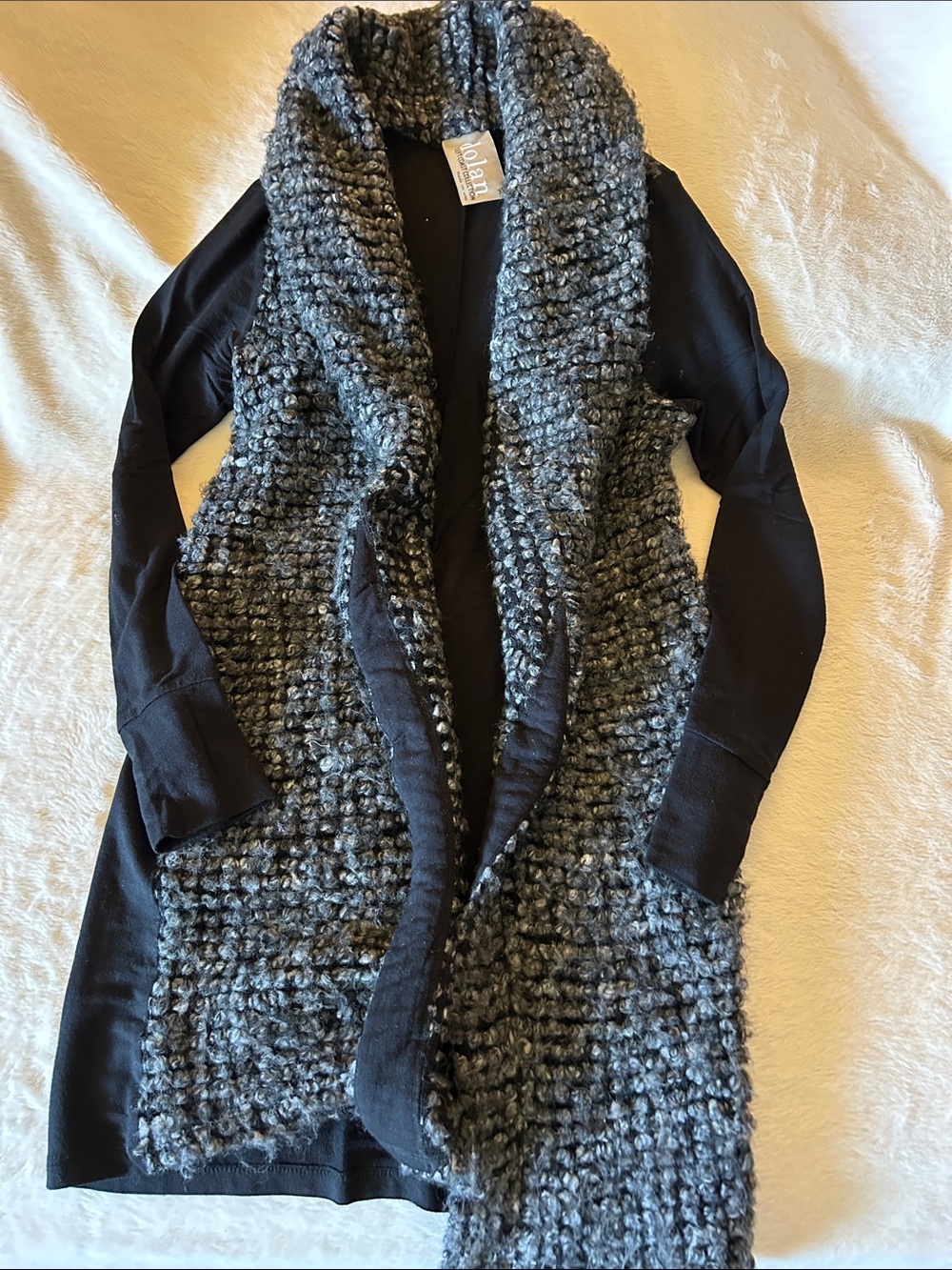 Anthropologie Dolan Left Coast Black and Gray Textured Open-Front Cardigan
